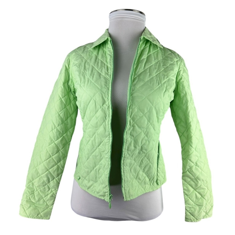 Eddie Bauer Down Quilted Jacket Light Green Full Zip Lightweight Medium Petite - Picture 4 of 14